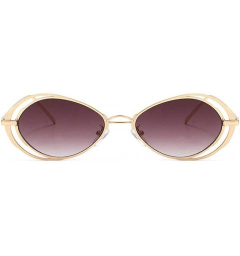 Oval Punk Style Hollow Sunglasses Women Metal Glasses Cat Retro Small Oval Men Sunglasses - Gradient Grey - CK18YDW2NA4 $14.65