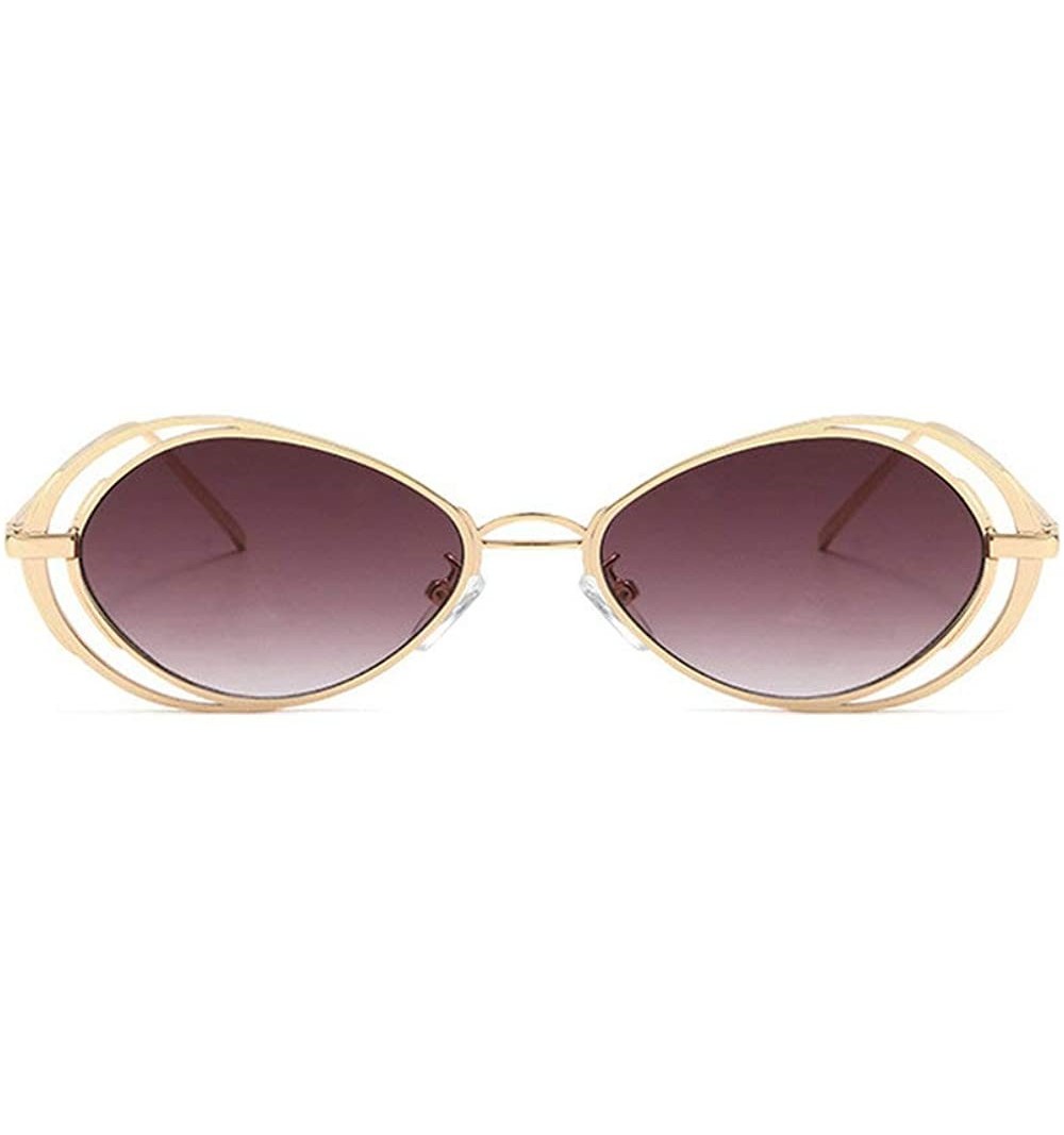 Oval Punk Style Hollow Sunglasses Women Metal Glasses Cat Retro Small Oval Men Sunglasses - Gradient Grey - CK18YDW2NA4 $14.65