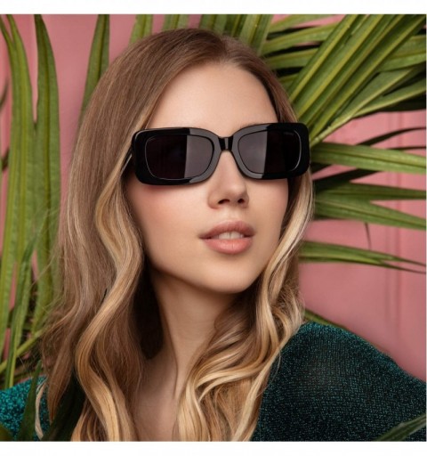 Rectangular Noa Rectangular Mens Womens Designer Fashion Sunglasses - Black - CW18Y6947QO $33.57