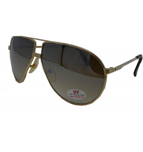 Sport Vintage Aviator Style Men's and Women's Metal Frame Sunglasses- 70's and 80's Era - Gold - CY18YD4E2NI $31.67