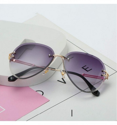 Round RimlSunglasses Women Sun Glasses Gradient Shades Cutting Lens FramelMetal Eyeglasses UV400 - Gray - CV19855R9KO $16.21