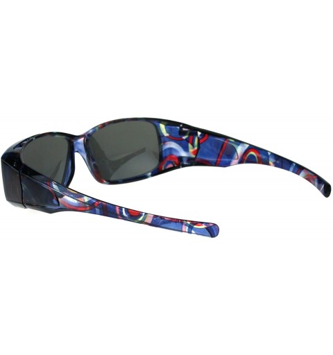 Rectangular Polarized Womens Fashion Rectangular 57mm OTG Fit Over Sunglasses - Translucent Blue - CI185DRSL5A $9.93