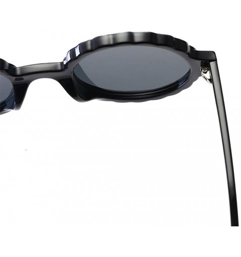 Round Women's Fashion Round Frame Mask Sunglasses Plastic Sunglasses - Black - CO18UQNK0M5 $6.97