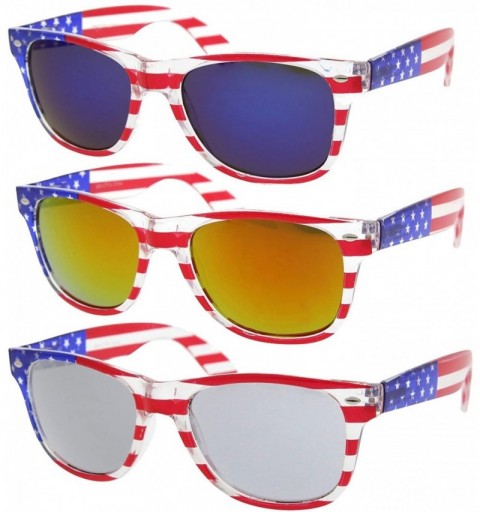 Aviator American Patriot Flag Wayfarer Sunglasses Mirror Lens USA - Buy All 3 Colors and Save! - C411AHWLHU9 $34.52