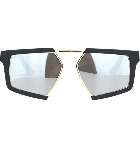 Square Geometric Square Sunglasses Unisex Modern Futurist Fashion Shades UV 400 - Matte Black (Silver Mirror) - CC195ES35TH $...