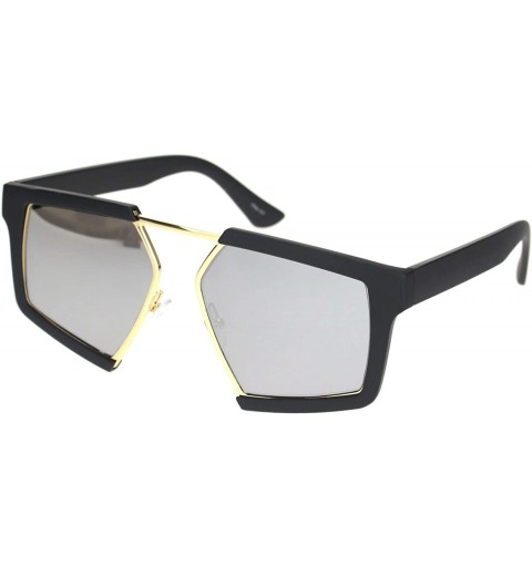 Square Geometric Square Sunglasses Unisex Modern Futurist Fashion Shades UV 400 - Matte Black (Silver Mirror) - CC195ES35TH $...