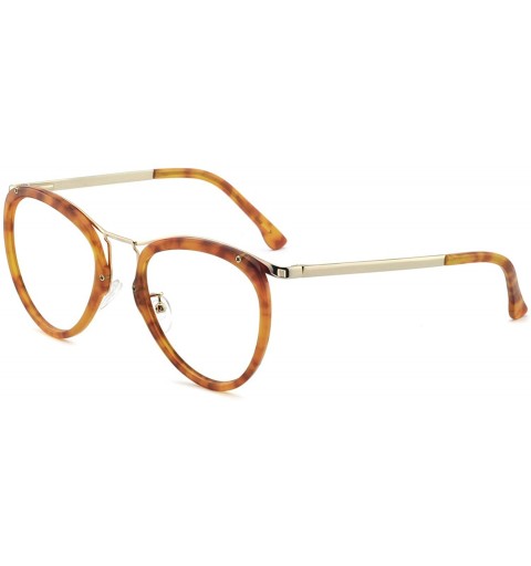 Round Womens Aviator Fashion Non-prescription Eyeglasses Frame - 7056-yellow Tortoise - C718GOMNWYS $22.42