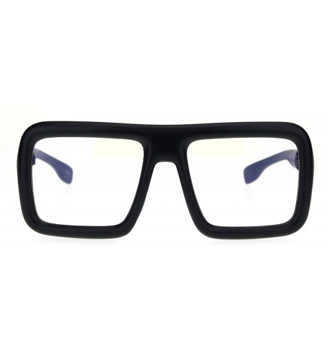 Rectangular Nerdy Bloated Thick Plastic Flat Top Trendy Racer Eye Glasses - Matte Black - CY18QMOTUC6 $11.53