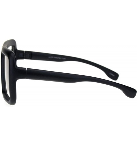 Rectangular Nerdy Bloated Thick Plastic Flat Top Trendy Racer Eye Glasses - Matte Black - CY18QMOTUC6 $11.53