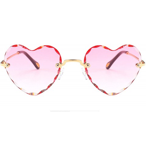 Rimless Classic Heart Lens Rimless Sunglasses for Women UV 400 Protection - Pink - CS18RNE2SNL $33.74