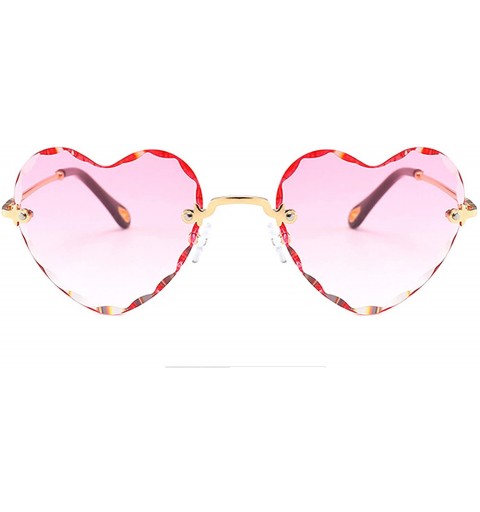 Rimless Classic Heart Lens Rimless Sunglasses for Women UV 400 Protection - Pink - CS18RNE2SNL $13.34
