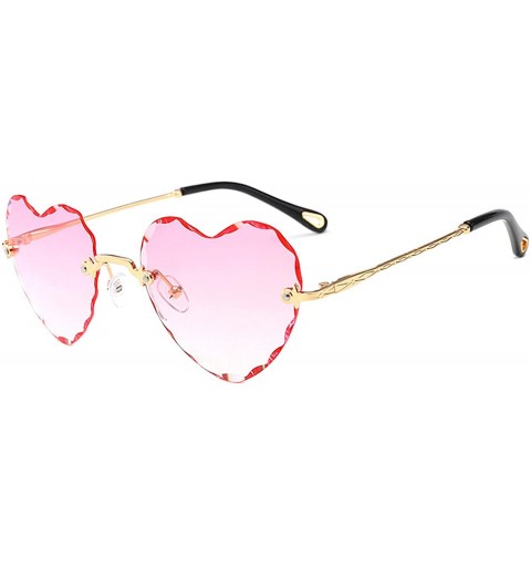 Rimless Classic Heart Lens Rimless Sunglasses for Women UV 400 Protection - Pink - CS18RNE2SNL $13.34