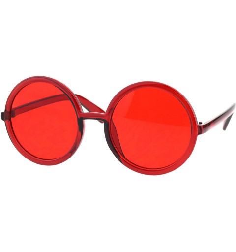 Oversized Womens Wizard Round Circle Lens Plastic Mod Fashion Sunglasses - Red - CE18EWSU820 $23.58
