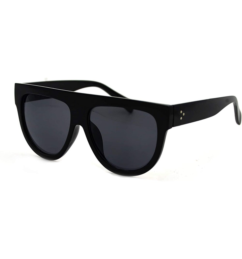 Rimless Women's Fashion Flat Top Super Future Retro Vintage Sunglasses P4156 - Black Smoke - C918OHXWMUT $7.99