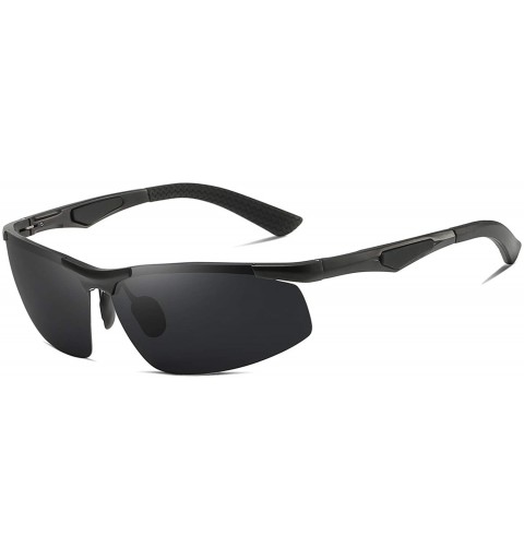 Rectangular Mens Polarized Rectangle Sunglasses for Sporting Al-Mg Frame Driving Shades - Black - CM18AXAN0DU $17.52