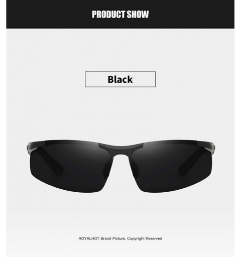Rectangular Mens Polarized Rectangle Sunglasses for Sporting Al-Mg Frame Driving Shades - Black - CM18AXAN0DU $17.52