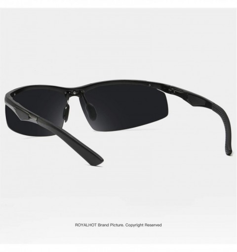 Rectangular Mens Polarized Rectangle Sunglasses for Sporting Al-Mg Frame Driving Shades - Black - CM18AXAN0DU $17.52