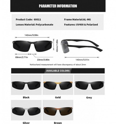 Rectangular Mens Polarized Rectangle Sunglasses for Sporting Al-Mg Frame Driving Shades - Black - CM18AXAN0DU $17.52