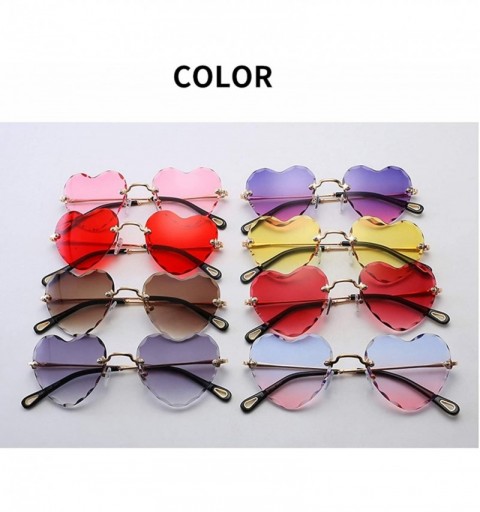 Rimless Classic Heart Lens Rimless Sunglasses for Women UV 400 Protection - Pink - CS18RNE2SNL $13.34