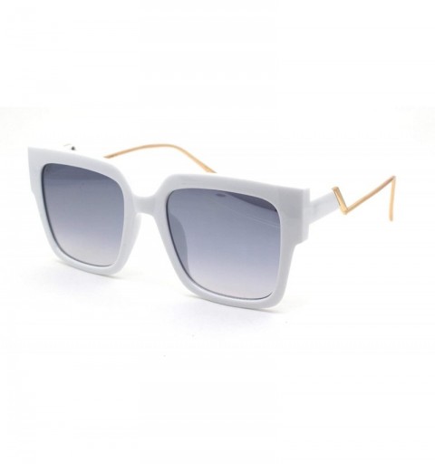 Butterfly Womens Crooked Arm Bolt Arm Squared Thick Butterfly Sunglasses - White Gold Silver Mirror - CZ18Z6UKHEC $10.89