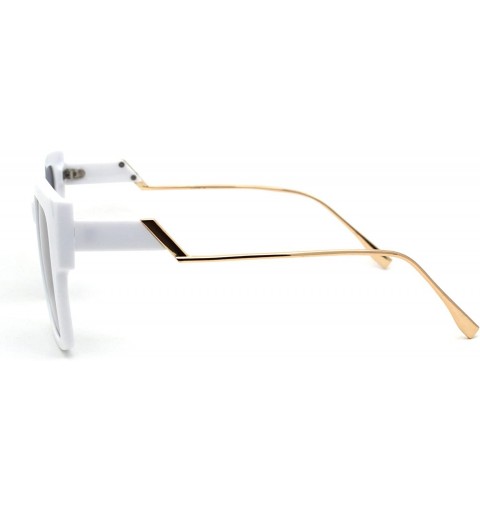Butterfly Womens Crooked Arm Bolt Arm Squared Thick Butterfly Sunglasses - White Gold Silver Mirror - CZ18Z6UKHEC $10.89