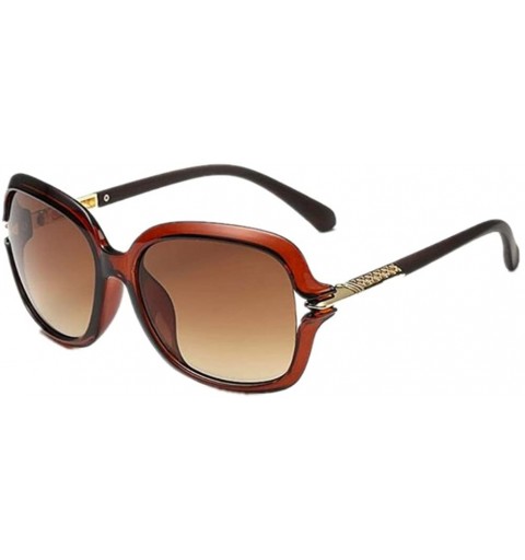 Semi-rimless Women Fashion Anti-Reflective UV400 Sunglass Travel Driving Glasses Eyewear - Brown - CJ182AHN7SA $8.80