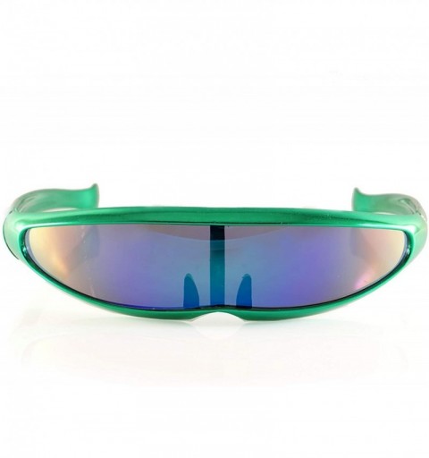 Shield Futuristic Mirror Mono Lens Cyber Robot Metallic Frame Sunglasses A272 - Green - CG18RS2370T $9.54