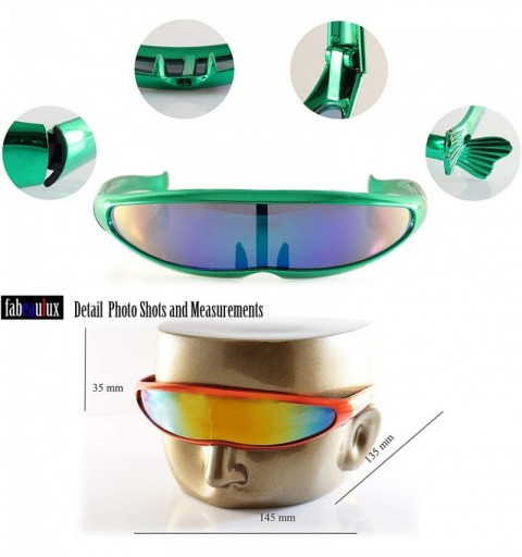 Shield Futuristic Mirror Mono Lens Cyber Robot Metallic Frame Sunglasses A272 - Green - CG18RS2370T $9.54