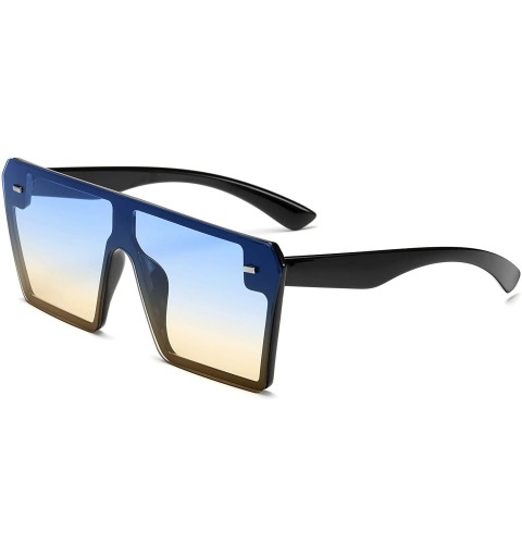 Oversized Classic Fashion Square Oversized Sunglasses for Women Men - Black-blue - CW18XO4A3AL $22.77