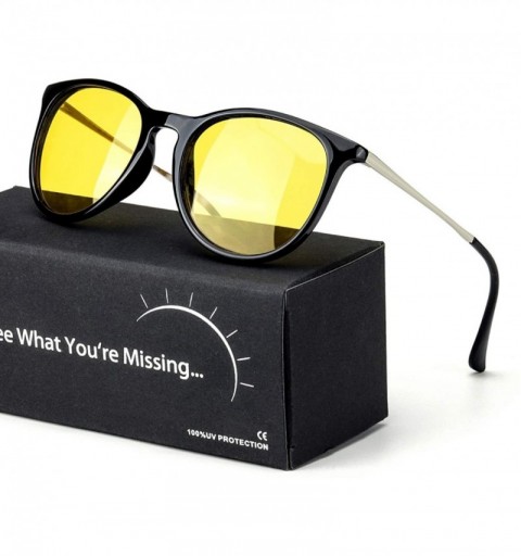 Oversized Women's Night-Vision Glasses for Driving - HD Polarized Yellow Lens Reduce Glare Safety Nighttime UV Protection - C...