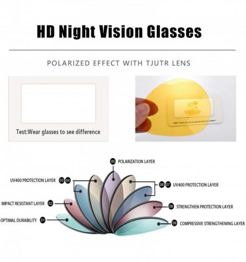 Oversized Women's Night-Vision Glasses for Driving - HD Polarized Yellow Lens Reduce Glare Safety Nighttime UV Protection - C...