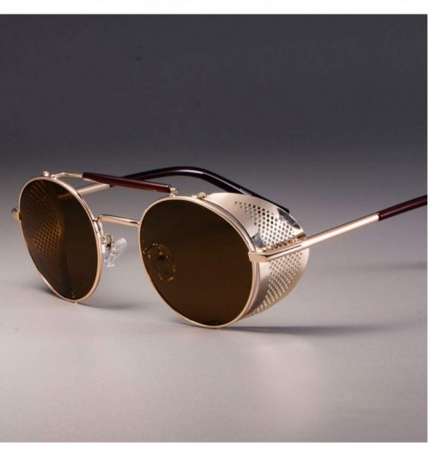 Round Zml14 Retro Round Metal Sunglasses Steampunk Men Women Glasses Oculos De Sol Shades UV Protection - Blue Blue - CK19852...