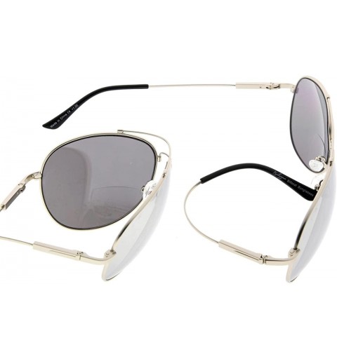 Rectangular Large Bifocal Sunglasses Polit Style Sunshine Readers with Bendable Memory Bridge and Arm - C1180334GKA $24.36