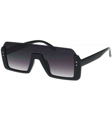 Shield Retro Shield Rectangular Lens Upside Down Half Rim Sunglasses for Women and Men - Black - CG18OK04EMZ $22.10