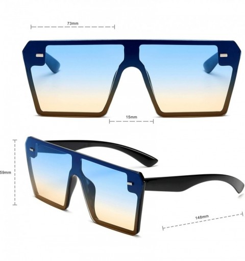 Oversized Classic Fashion Square Oversized Sunglasses for Women Men - Black-blue - CW18XO4A3AL $12.86