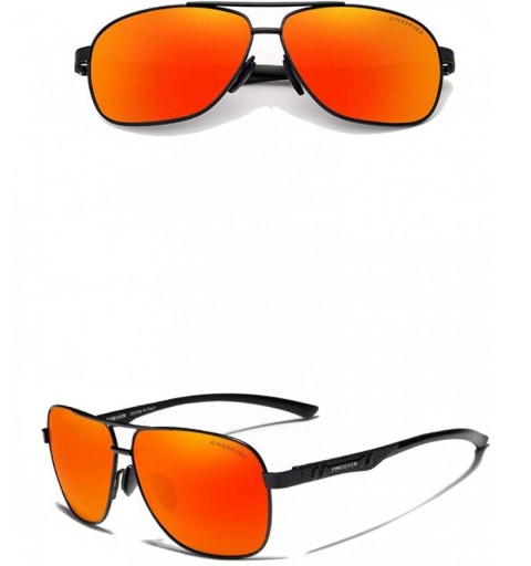 Square Genuine quality square aviator sunglasses fashion for men Aluminum polarized and UV400 - Black/Red - CL18XGZALLE $44.13