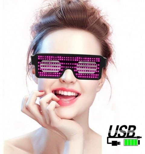 Square Glasses Rechargeable Animation Halloween Christmas - Led-pink - CZ18KNK7EIH $14.24