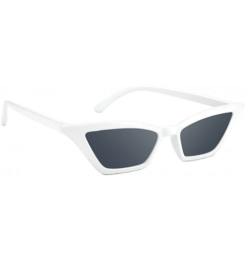 Round Retro Cateye Sunglasses for Women UV Protection Fashion Clout Goggles - D-white - CA18DAA3MLQ $10.33