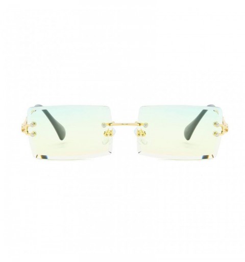 Square New Frameless Cut Edge Square Sunglasses Fashion Men and Women Small Color Sun Glasses - Tt - CN199QKD2YZ $9.46