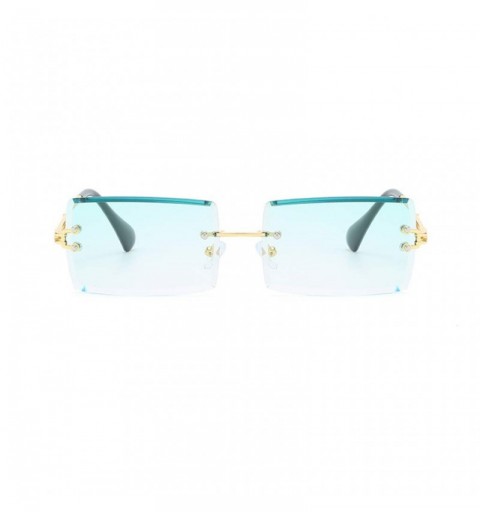 Square New Frameless Cut Edge Square Sunglasses Fashion Men and Women Small Color Sun Glasses - Tt - CN199QKD2YZ $9.46