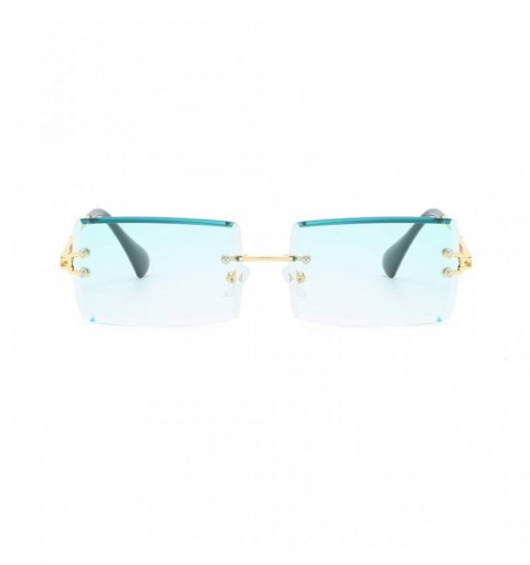Square New Frameless Cut Edge Square Sunglasses Fashion Men and Women Small Color Sun Glasses - Tt - CN199QKD2YZ $9.46