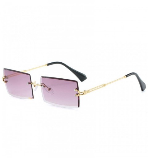 Square New Frameless Cut Edge Square Sunglasses Fashion Men and Women Small Color Sun Glasses - Tt - CN199QKD2YZ $9.46