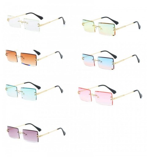 Square New Frameless Cut Edge Square Sunglasses Fashion Men and Women Small Color Sun Glasses - Tt - CN199QKD2YZ $9.46