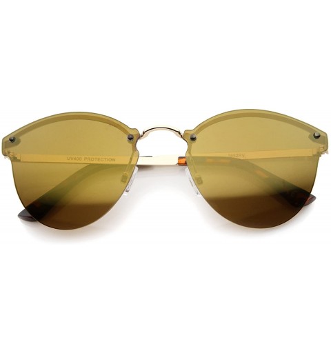 Rimless Womens Fashion Iridescent Lens Rimless Metal Temple Cat Eye Sunglasses - Gold-tortoise / Brown Mirror - CB12G0QNDD5 $...
