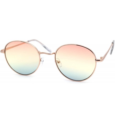 Round Dad Shade Tie Dye Gradient Lens Victorian Metal Rim Sunglasses - Gold Orange Blue - C41956X8R69 $10.05