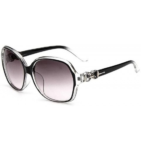 Round Female Fashion Plastic Hollow Frame Rimmed Sunglasses - Black - CF18C0WESOI $10.66