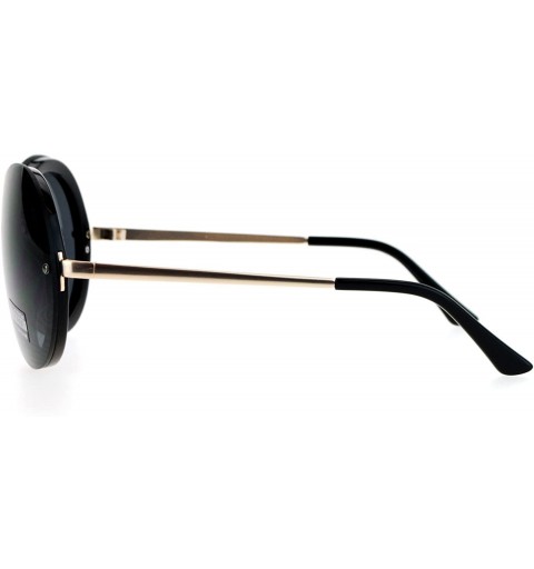 Round Retro Unique Shield Round Rimless Womens Sunglasses - All Black - CW12H78YQQN $10.87