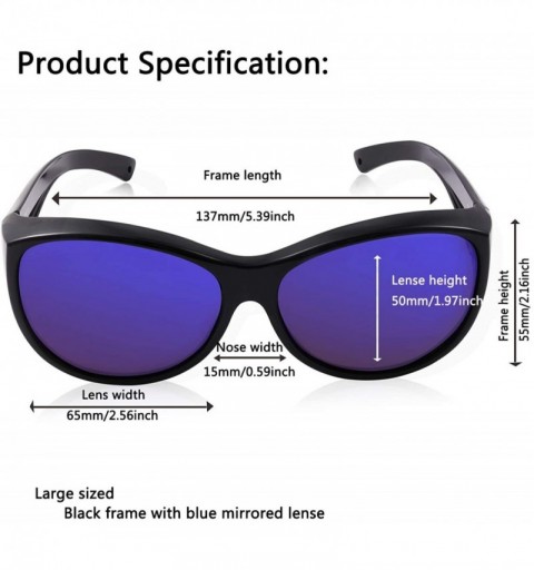 Cat Eye Polarized Oversized Sunglasses Wear over Prescription with Purple Frame for Women&Men - Black - CH18I5O9HO6 $18.91