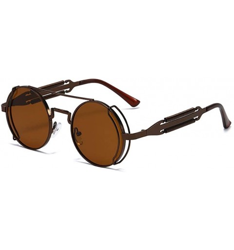 Rectangular Steampunk Sunglasses Unisex-Modern Fashion Shade Glasses-Round Metal Frame - D - C6190EETYNL $28.06