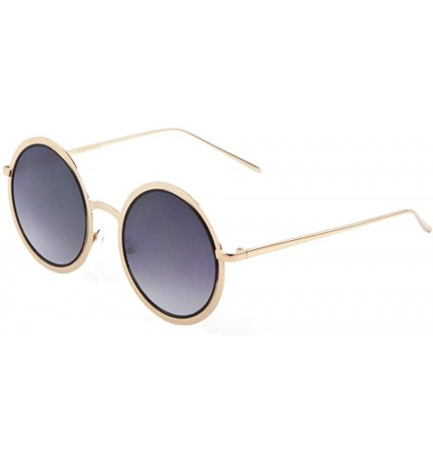 Round Flat Lense Round Frame Sunglasses - Smoke - C01907WH6XQ $12.16